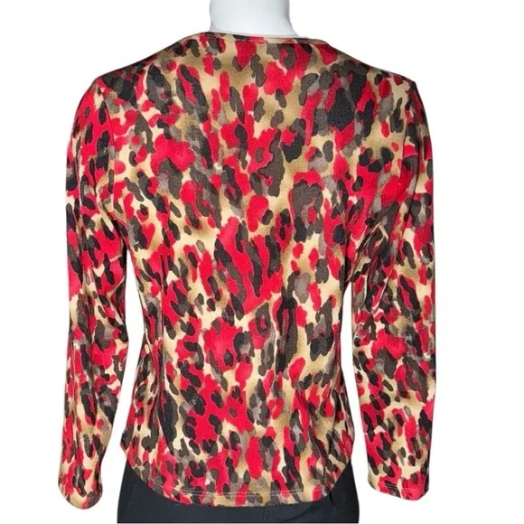 TANJAY WOMENS MULTI-COLOR PETITES MEDIUM SWEATER CREWNECK ANIMAL PRINT EUC - Picture 3 of 5